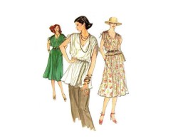 7050 VOG PULLOVR BLOUSON DRESS,TUNIC,TOP,FLARE SKIRT PATTERN 10